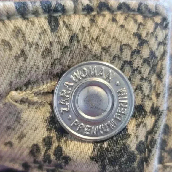 Zara Snake Skin Print High Rise High Waisted Raw Hem Skinny Jeans Size 6 - Picture 7 of 13